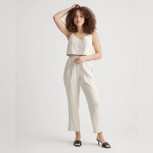 Quince 100% European Linen Tapered Ankle Pants in sand M